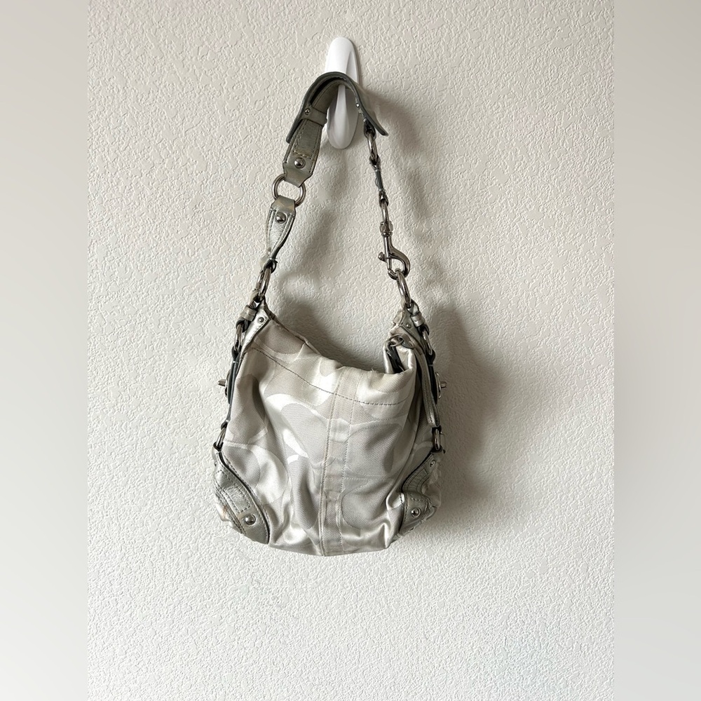 Silver coach shoulder Carly bag